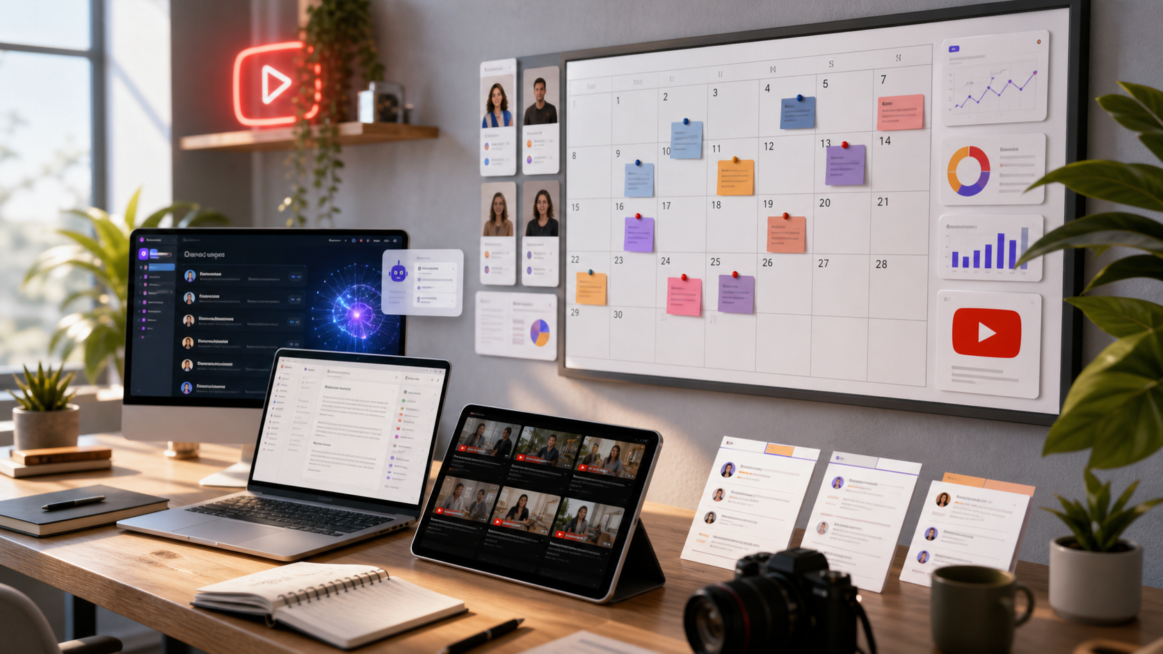 AI-generated marketing calendar for a YouTube creator outreach campaign